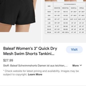 Women’s medium Baleaf swim shorts.